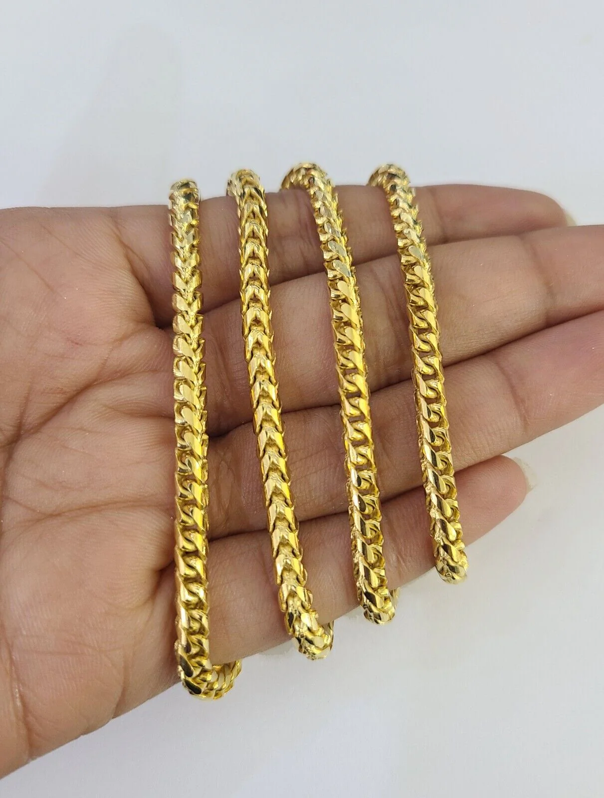 Real 10k Solid Palm Chain Yellow Gold 3mm Men Women Necklace 24" Genuine - Image 4