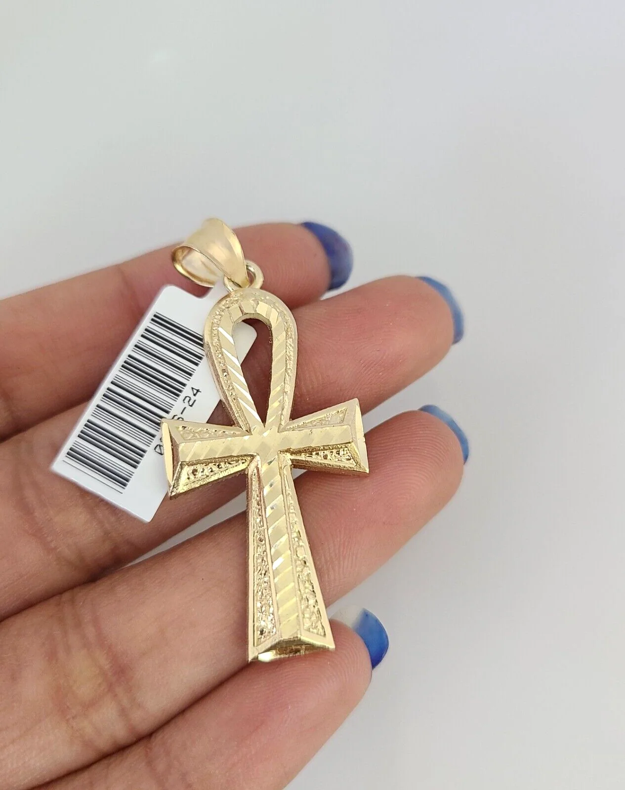 REAL 10k Solid Rope Chain Ankh Cross Charm Pendant 3mm Set 18"-26" in Necklace - Image 5