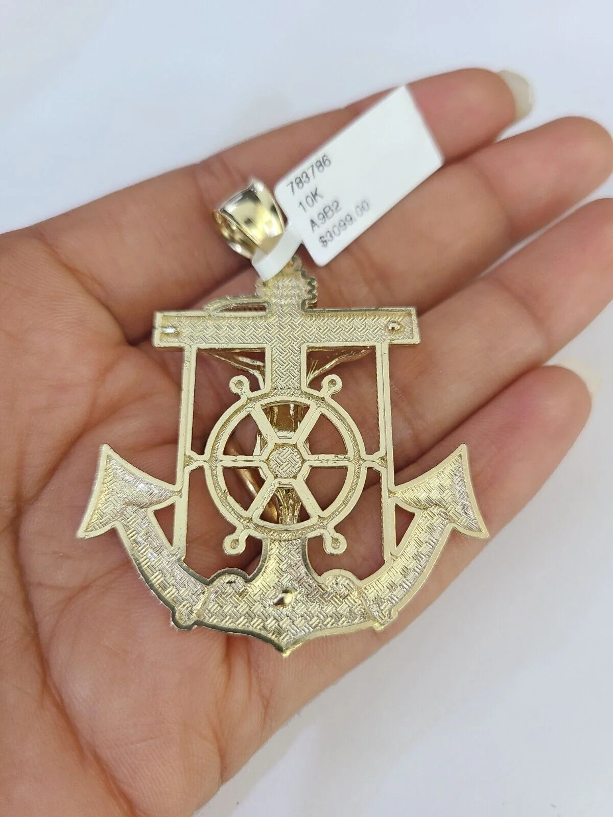 Real 10k Solid Rope Chain Jesus Anchor Charm Set 3mm 20"-30" Inch Necklace Gold - Image 7