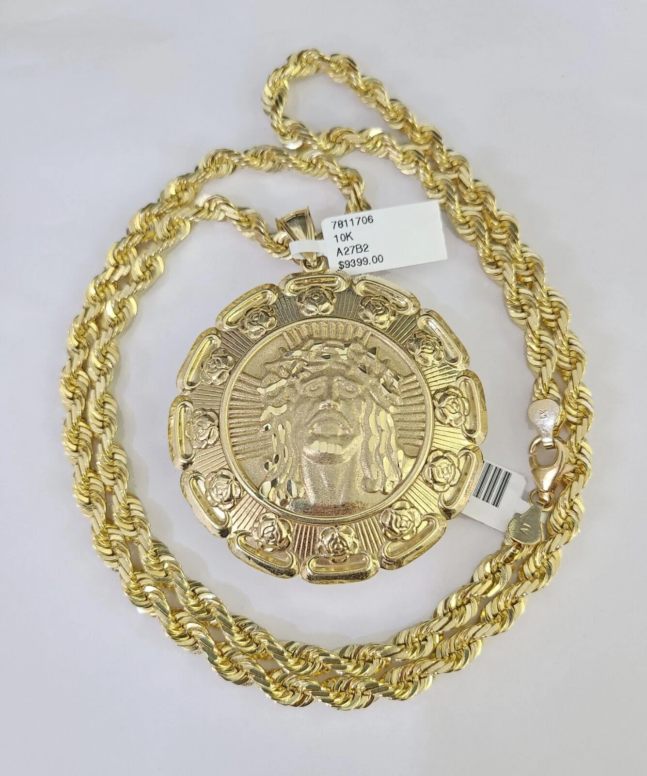 Real 10k Solid Rope Chain Jesus Virgin Mary Charm Set 6mm 20"-30" Inch Necklace - Image 6