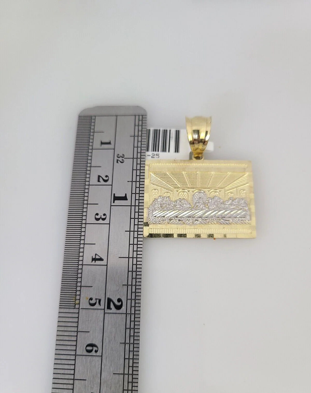 REAL 10k Solid Rope Chain Last Supper Charm Pendant 3mm Necklace Set 18"-26" in - Image 2