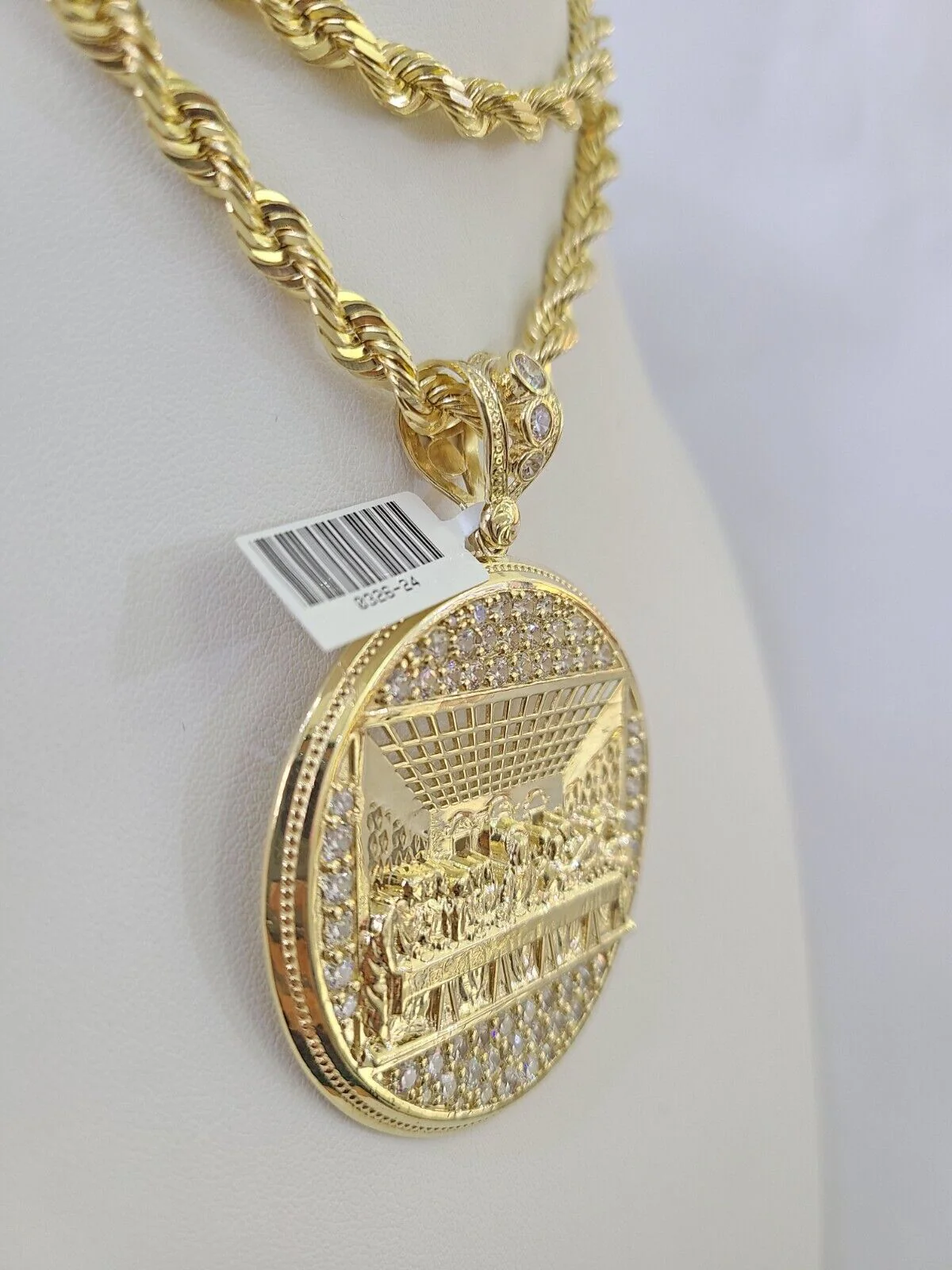 Real 10k Solid Rope Chain Last Supper Charm Set 6mm 20"-30" Inch Necklace Gold - Image 4