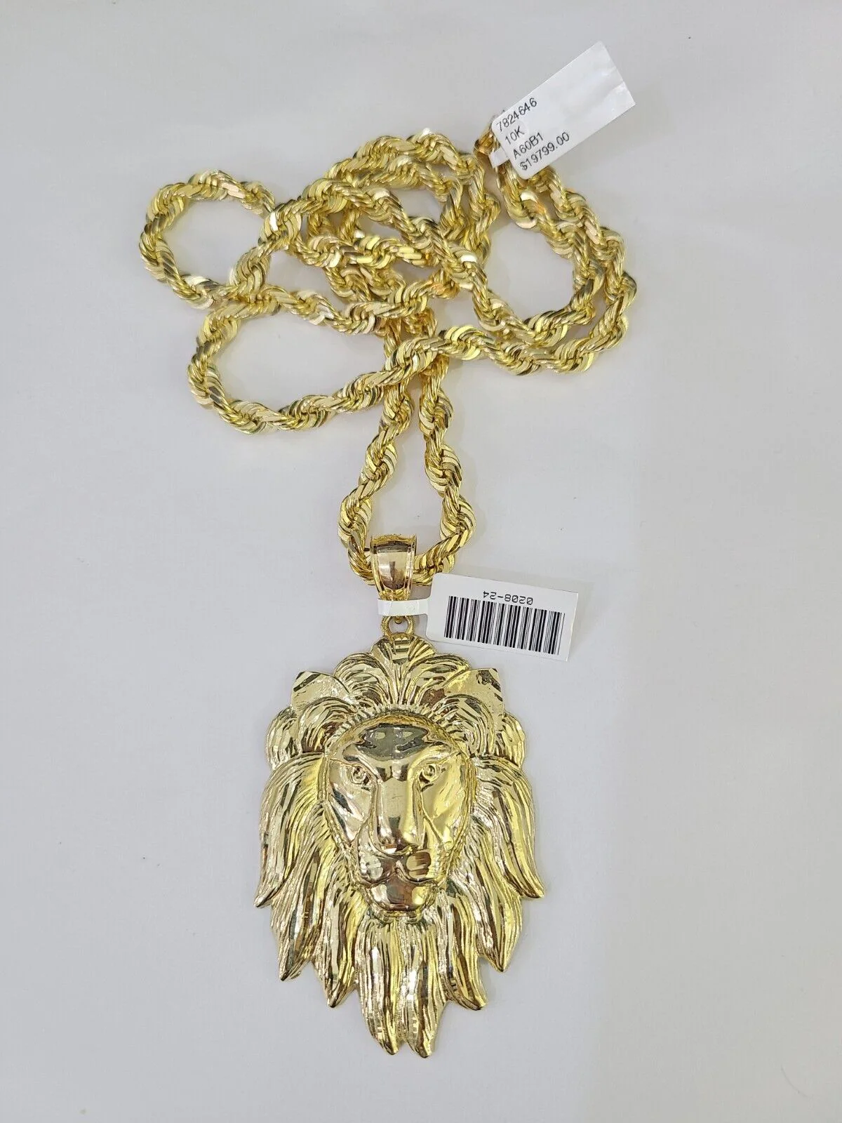 Real 10k Solid Rope Chain Lion Charm Set 6mm 20"-30" Inch Necklace Yellow Gold - Image 3