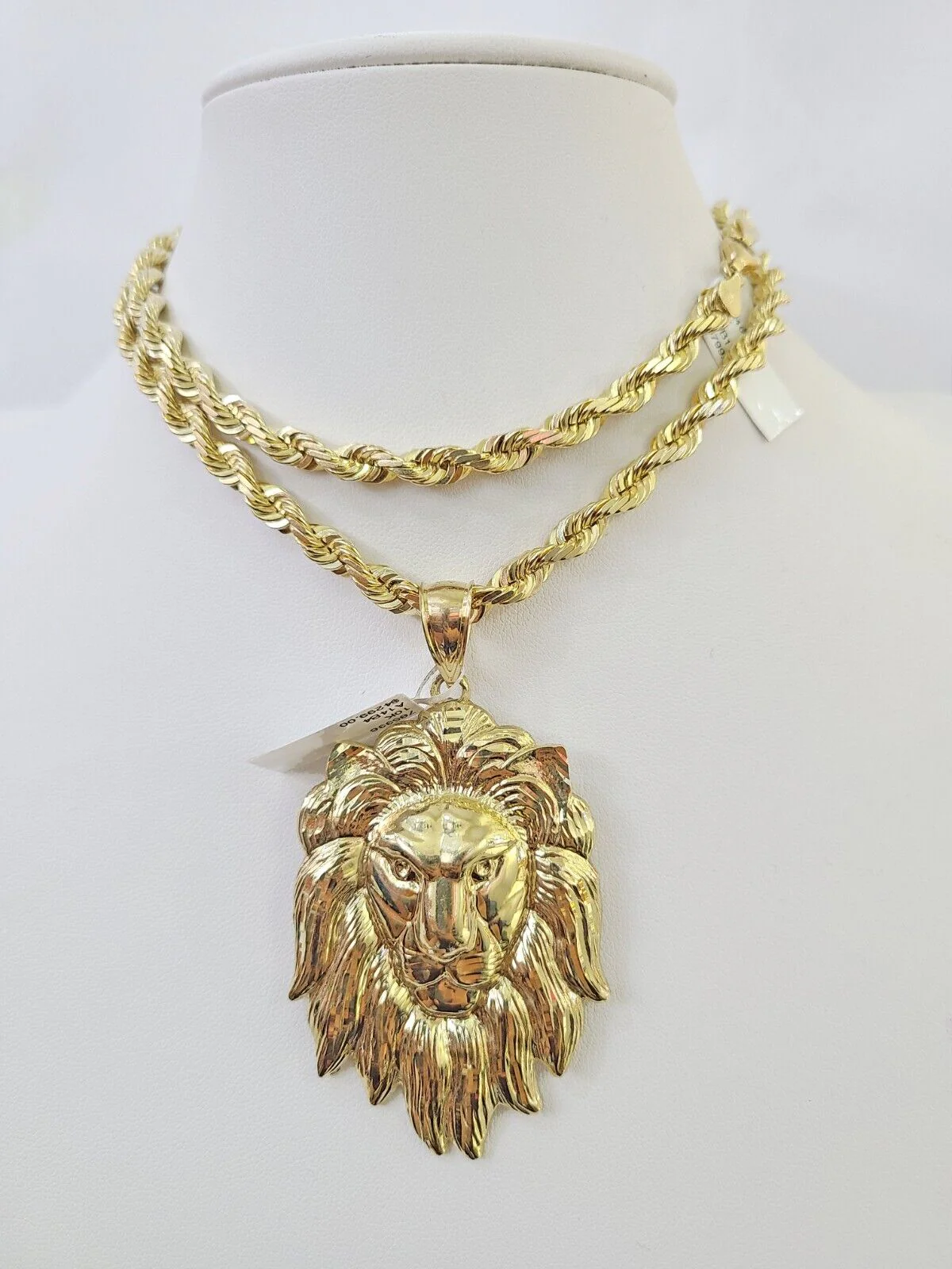 Real 10k Solid Rope Chain Lion Charm Set 6mm 20"-30" Inch Necklace Yellow Gold - Image 5