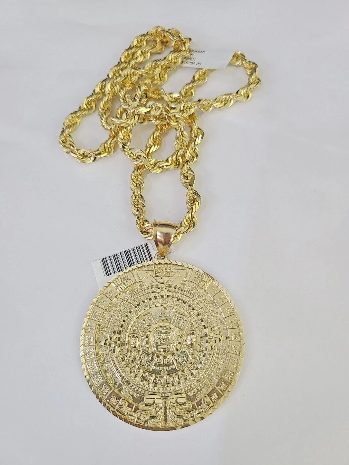 Real 10k Solid Rope Chain Mayan Calendar Charm Set 6mm 20"-30" Inch Necklace - Image 6