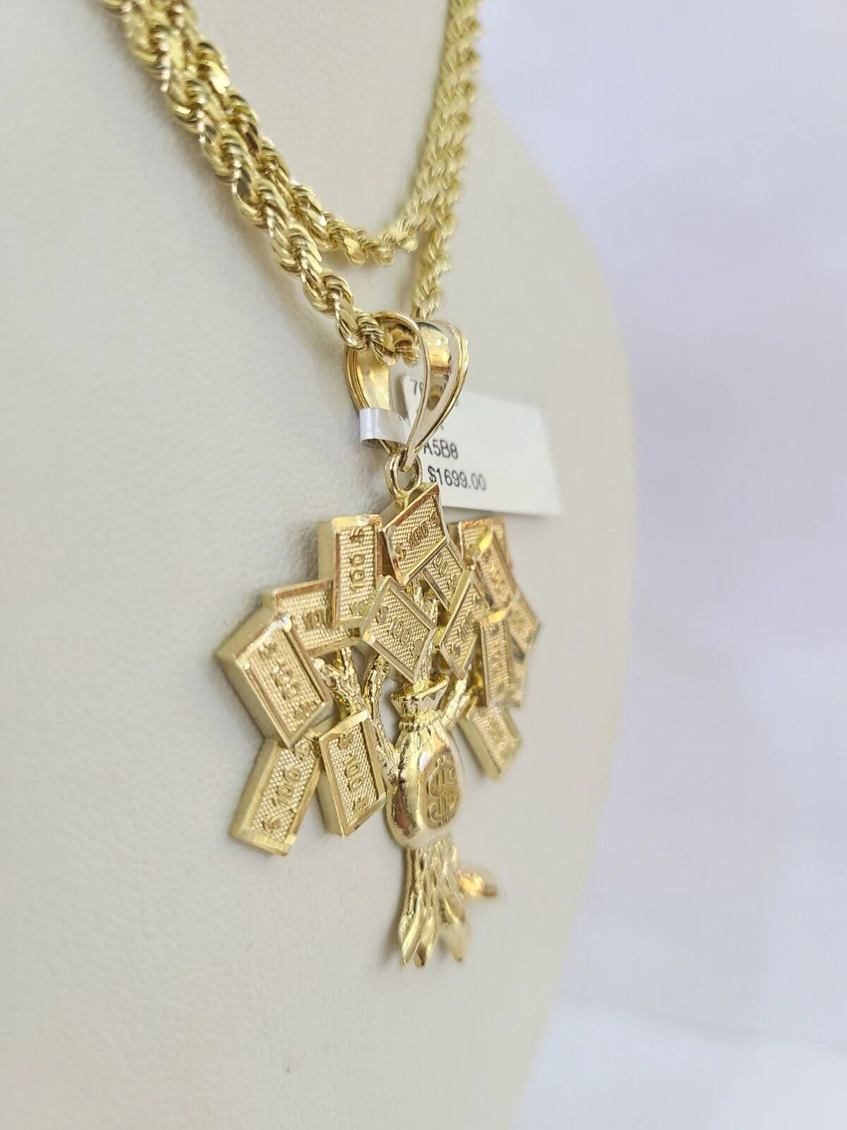 Real 10k Solid Rope Chain Money Tree Charm Set 3mm 20"-30" Inch Necklace Gold - Image 2