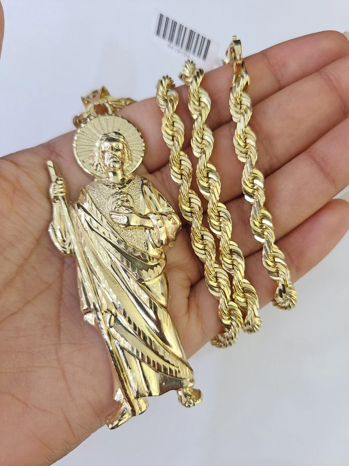 Real 10k Solid Rope Chain Saint Jude Charm Set 6mm 20"-30" Inch Necklace Gold - Image 4