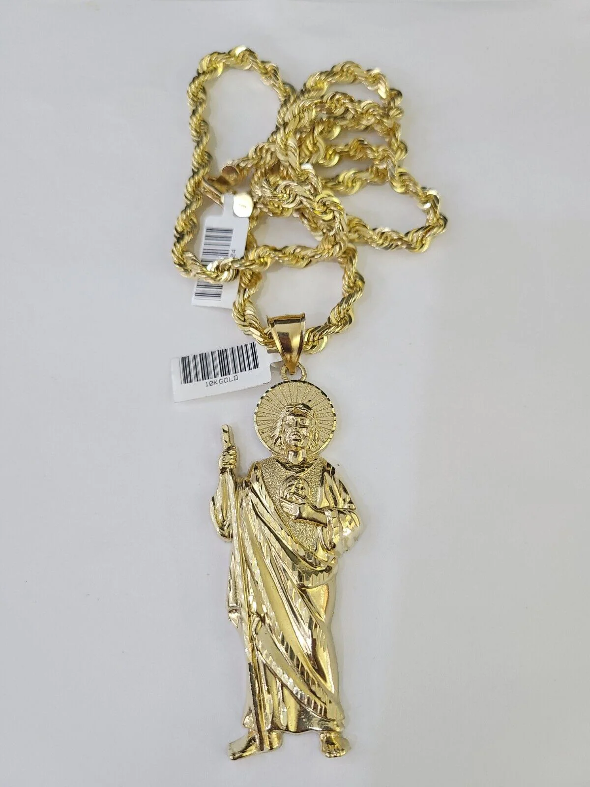 Real 10k Solid Rope Chain Saint Jude Charm Set 6mm 20"-30" Inch Necklace Gold - Image 6