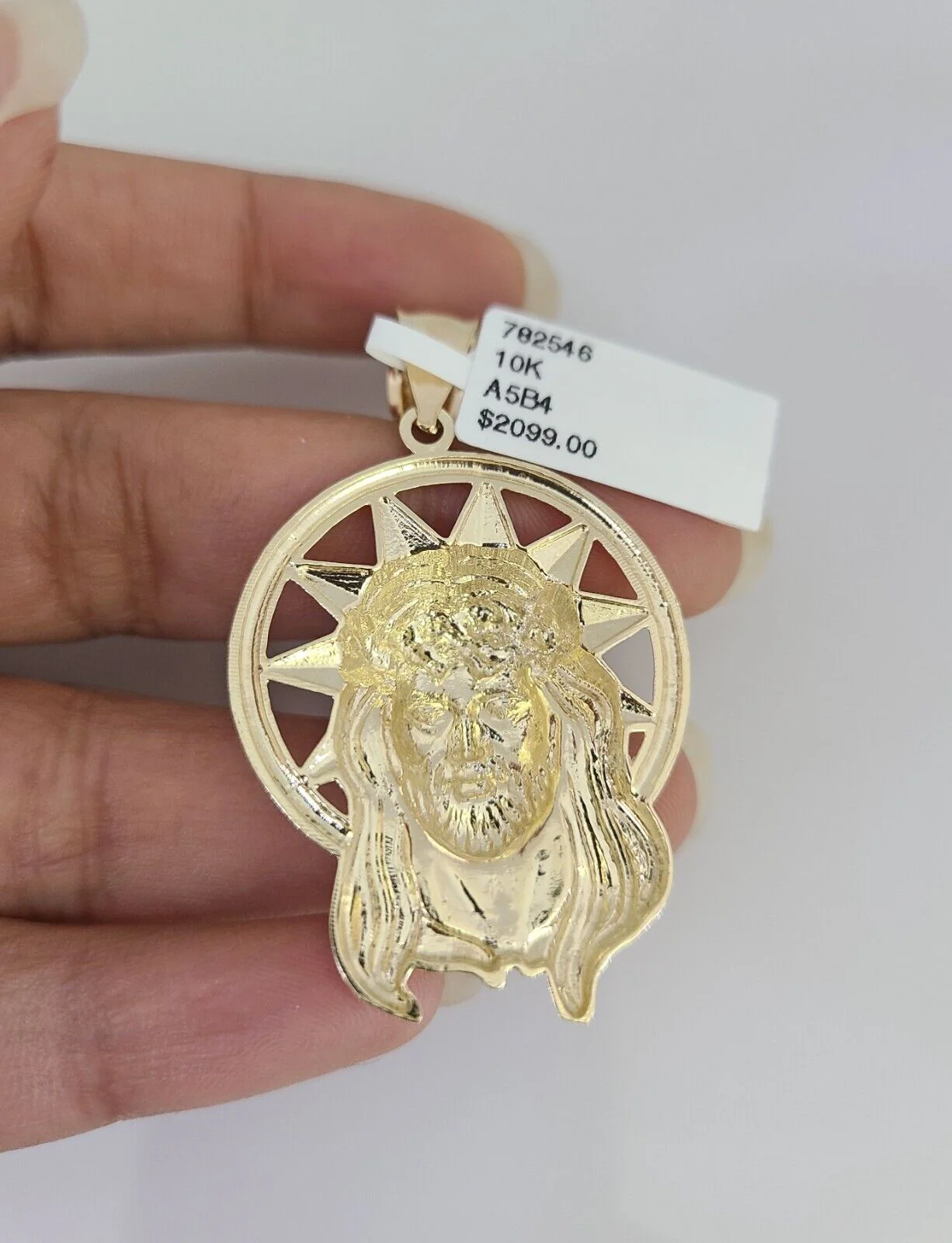 REAL 10k Solid Rope Necklace 6mm Jesus Head Pendant SET Chain 20"-30'' Gold - Image 9