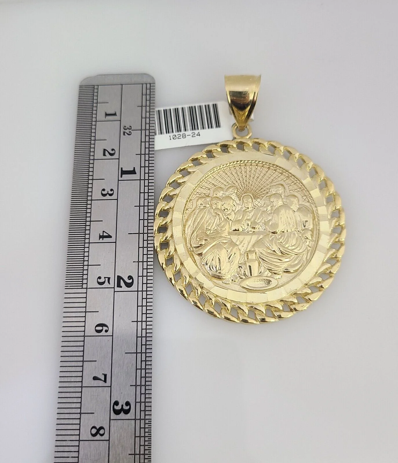 REAL 10k Solid Rope Necklace 6mm Last Supper Pendant SET Chain 20"-30'' Gold - Image 8