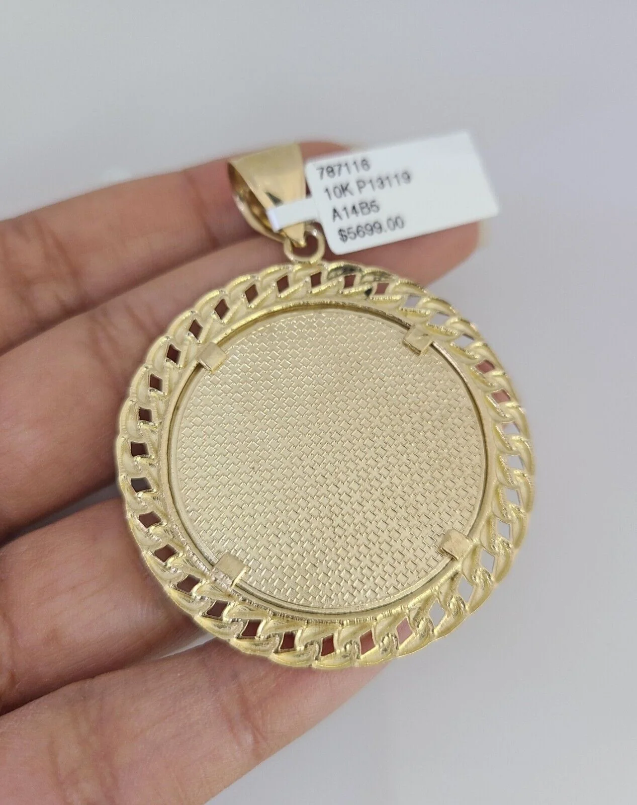 REAL 10k Solid Rope Necklace 6mm Last Supper Pendant SET Chain 20"-30'' Gold - Image 9