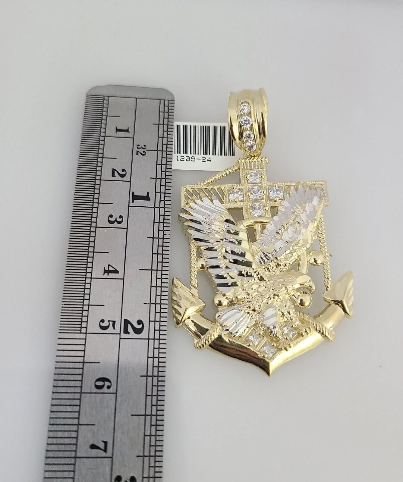 REAL 10k Solid Rope Necklace Eagle Anchor Pendant SET Chain 20"-30'' 6mm Gold - Image 7