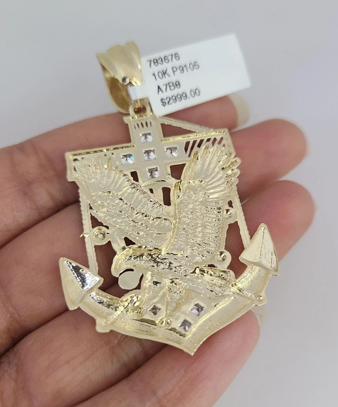 REAL 10k Solid Rope Necklace Eagle Anchor Pendant SET Chain 20"-30'' 6mm Gold - Image 9