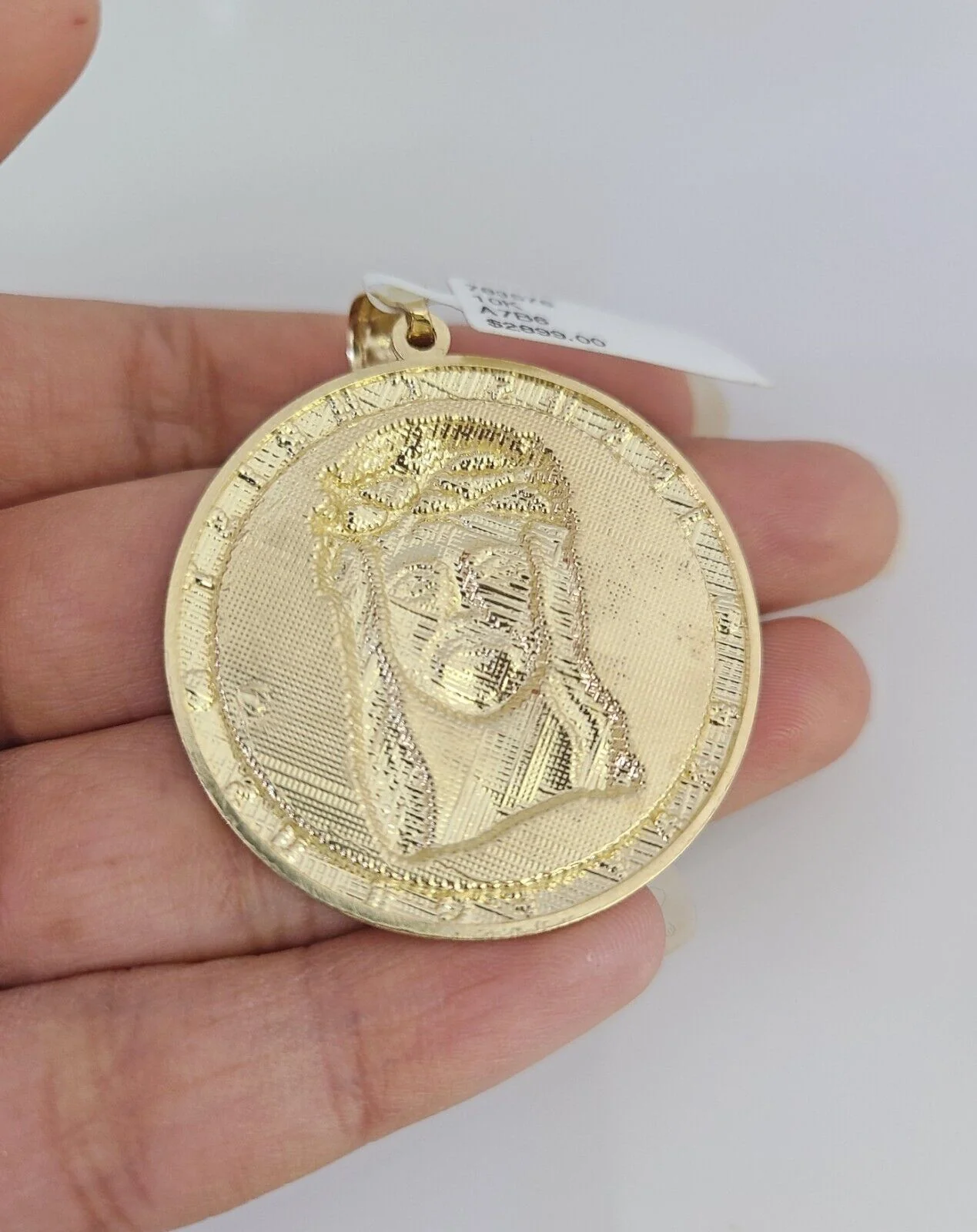 REAL 10k Solid Rope Necklace Jesus Christ Pendant SET Chain 20"-30'' 6mm Gold - Image 7