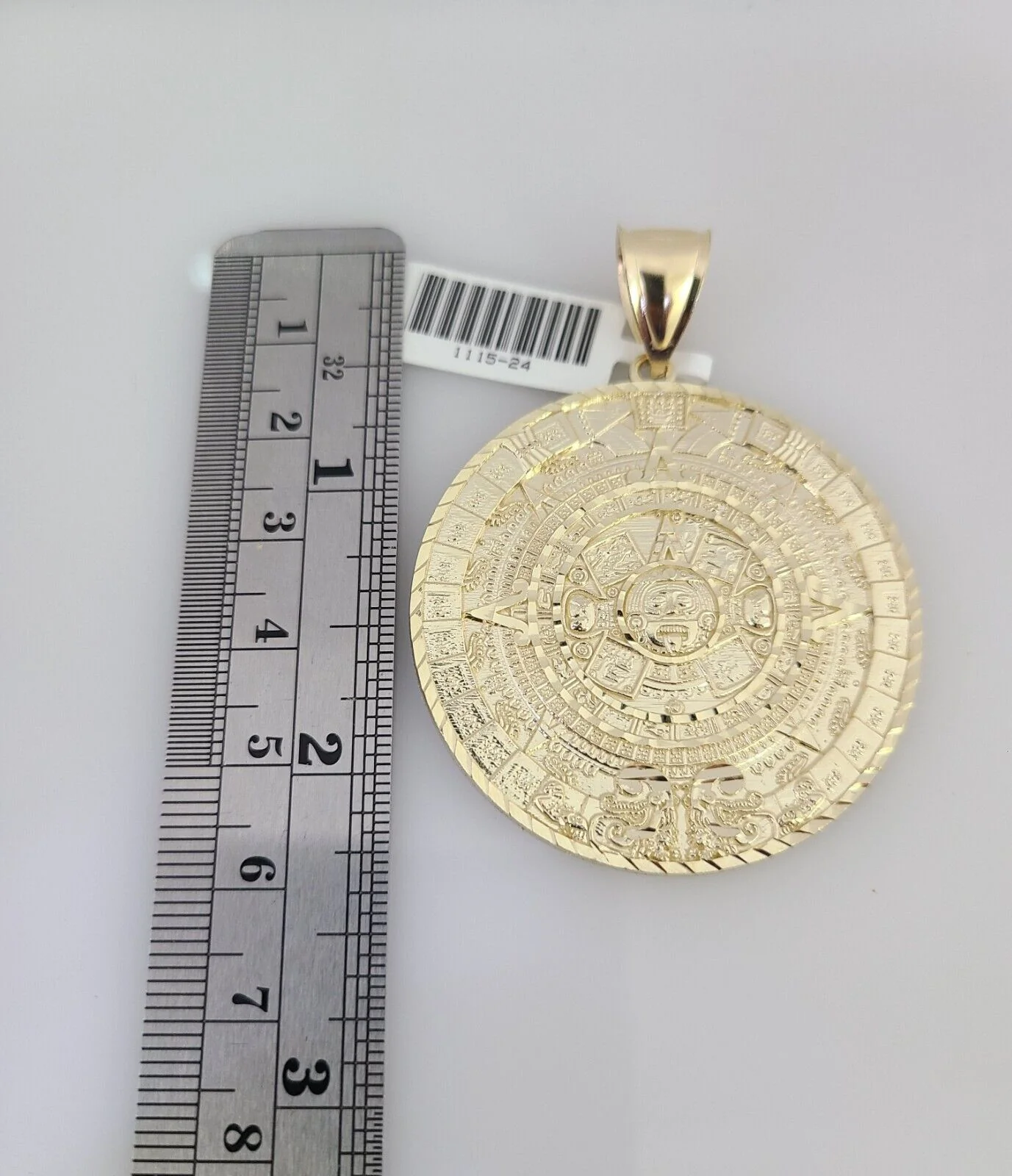 REAL 10k Solid Rope Necklace Mayan Calendar Pendant SET Chain 20"-30'' 6mm Gold - Image 8