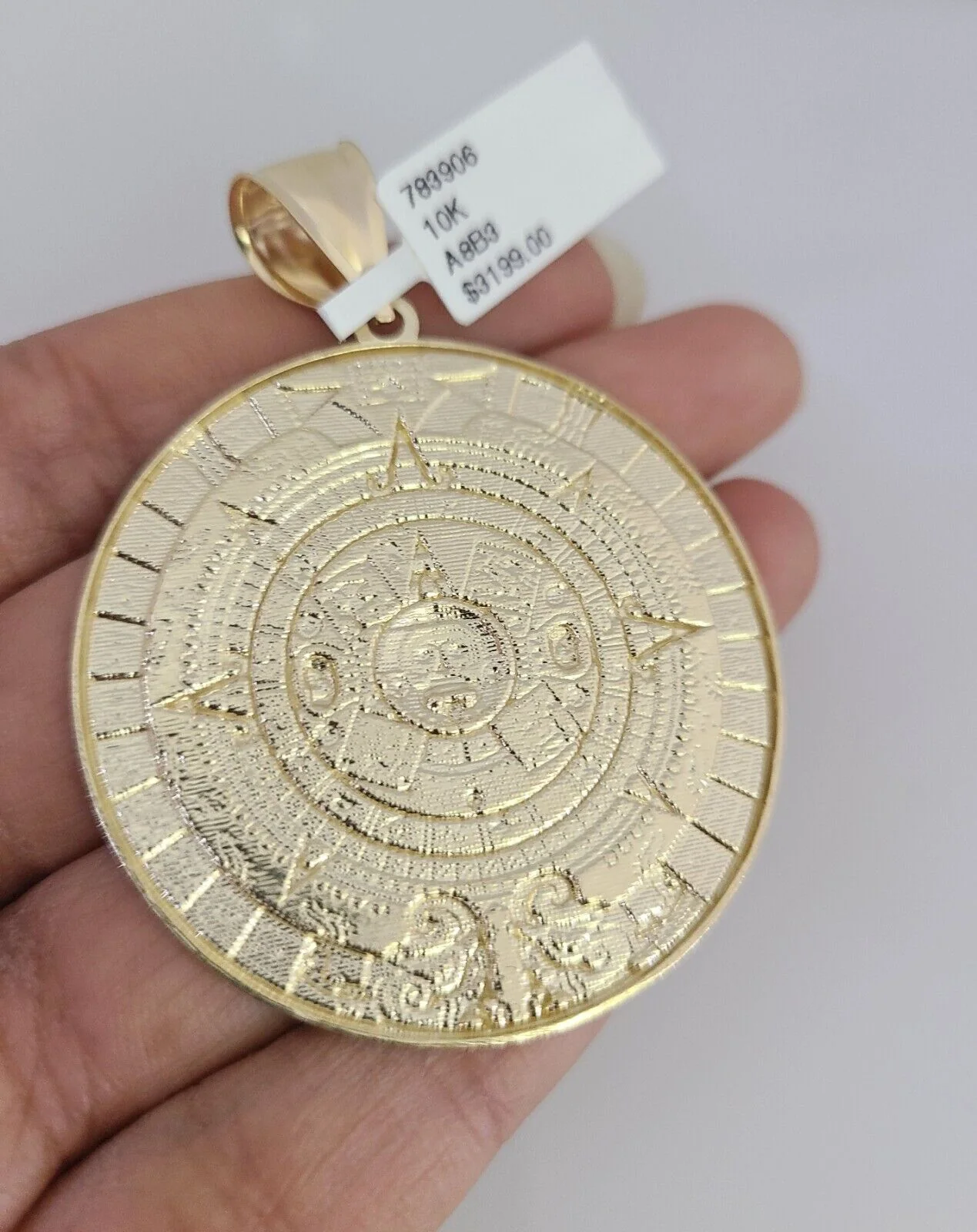 REAL 10k Solid Rope Necklace Mayan Calendar Pendant SET Chain 20"-30'' 6mm Gold - Image 9