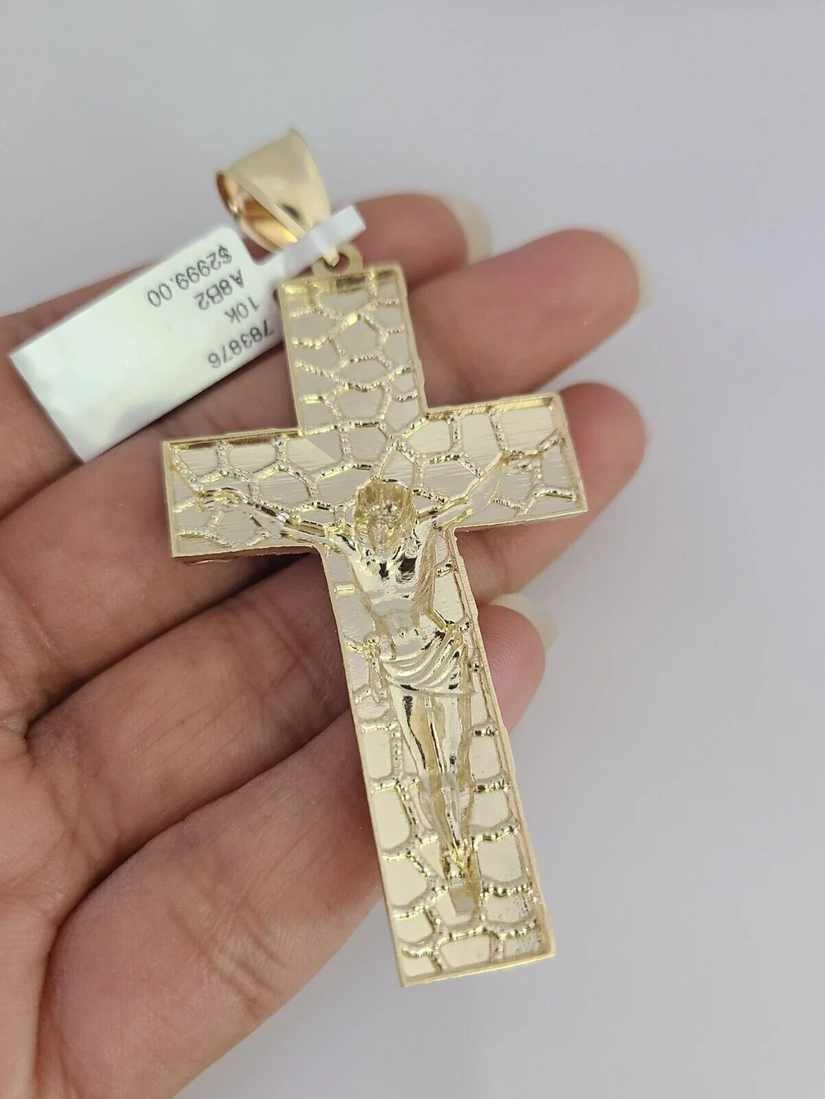 REAL 10k Solid Rope Necklace Nugget Cross Pendant SET Chain 20"-30'' 6mm Gold - Image 7