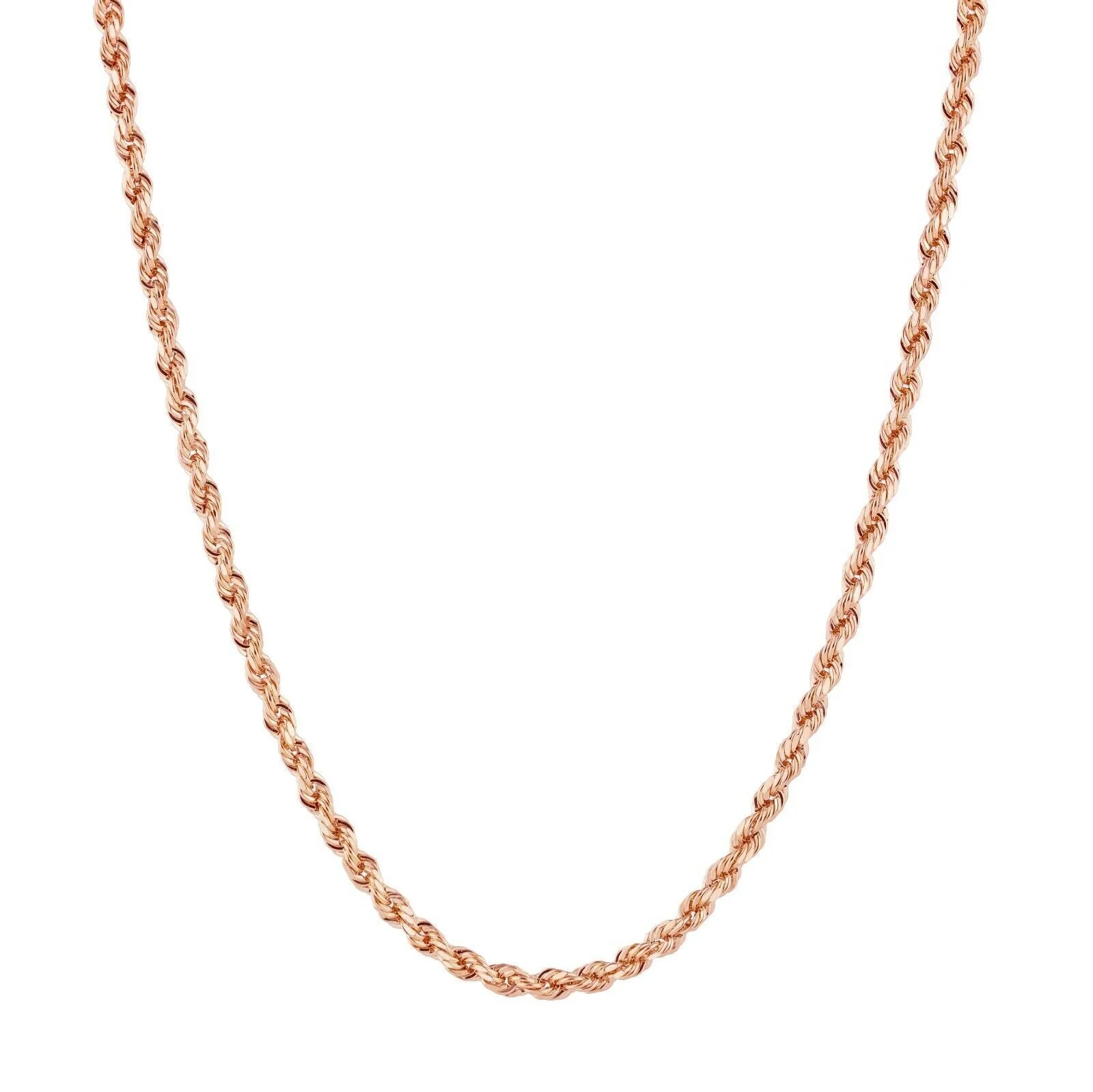 Real 10K Solid Rose Gold Rope Chain 4-6mm  Necklace  18-24'' inches Lobster Lock - Image 2