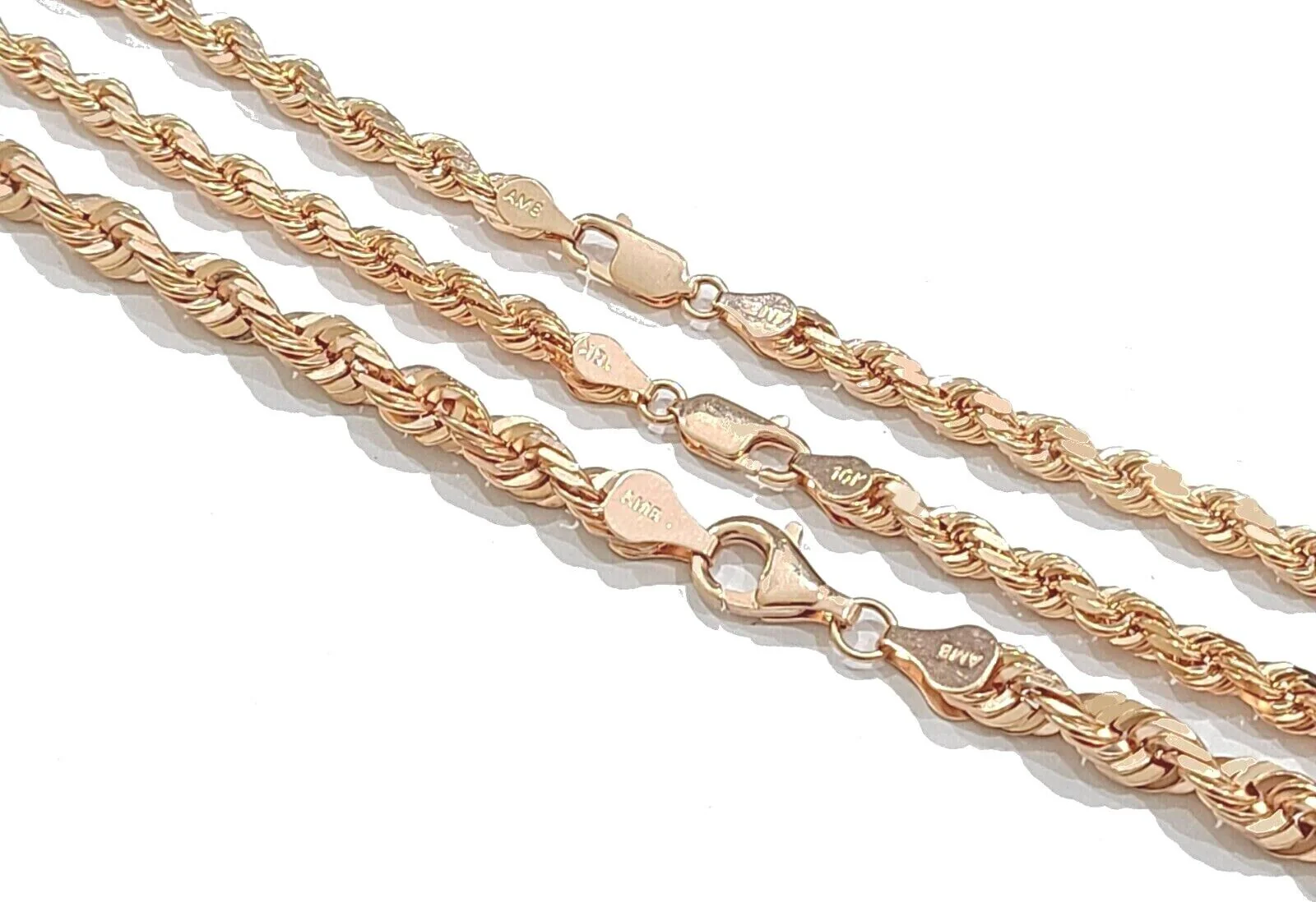 Real 10K Solid Rose Gold Rope Chain 4-6mm  Necklace  18-24'' inches Lobster Lock - Image 5