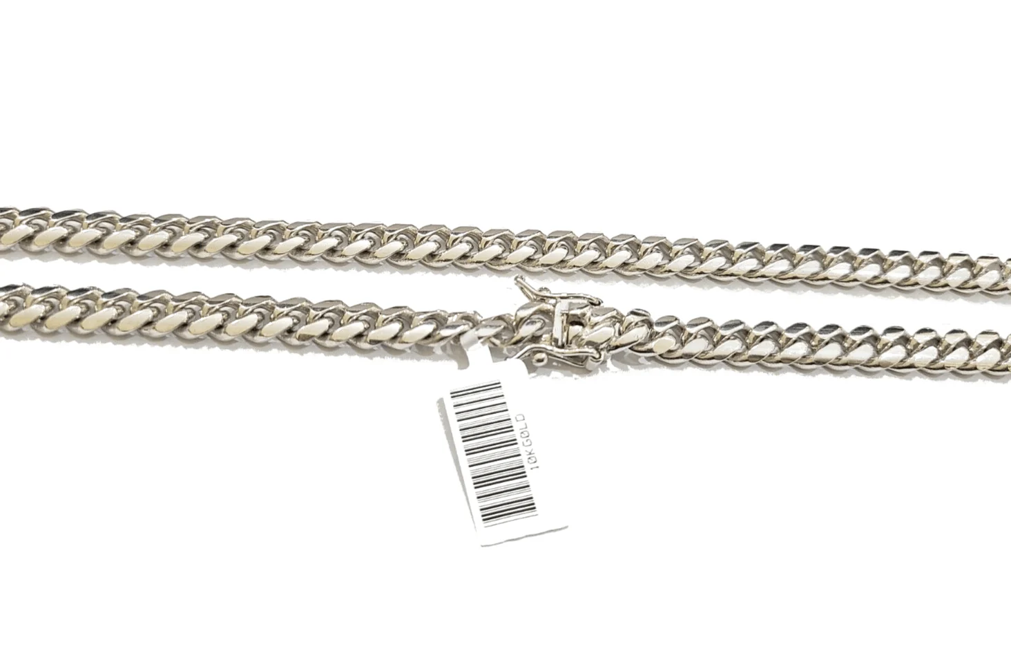 Real 10k Solid White Gold Necklace Miami Cuban Chain 7mm 24" inch 10kt Unisex - Image 2