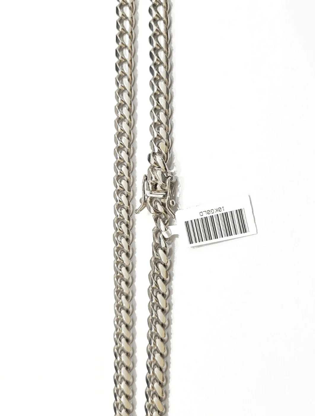 Real 10k Solid White Gold Necklace Miami Cuban Chain 7mm 24" inch 10kt Unisex - Image 3