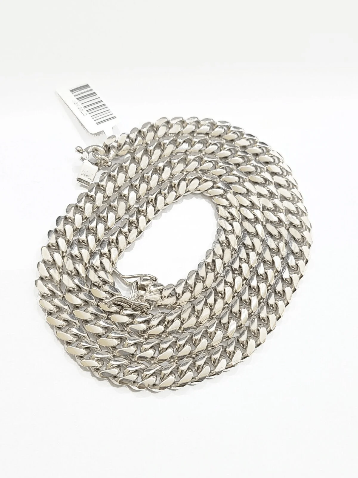Real 10k Solid White Gold Necklace Miami Cuban Chain 7mm 26" inch 10kt Unisex - Image 2