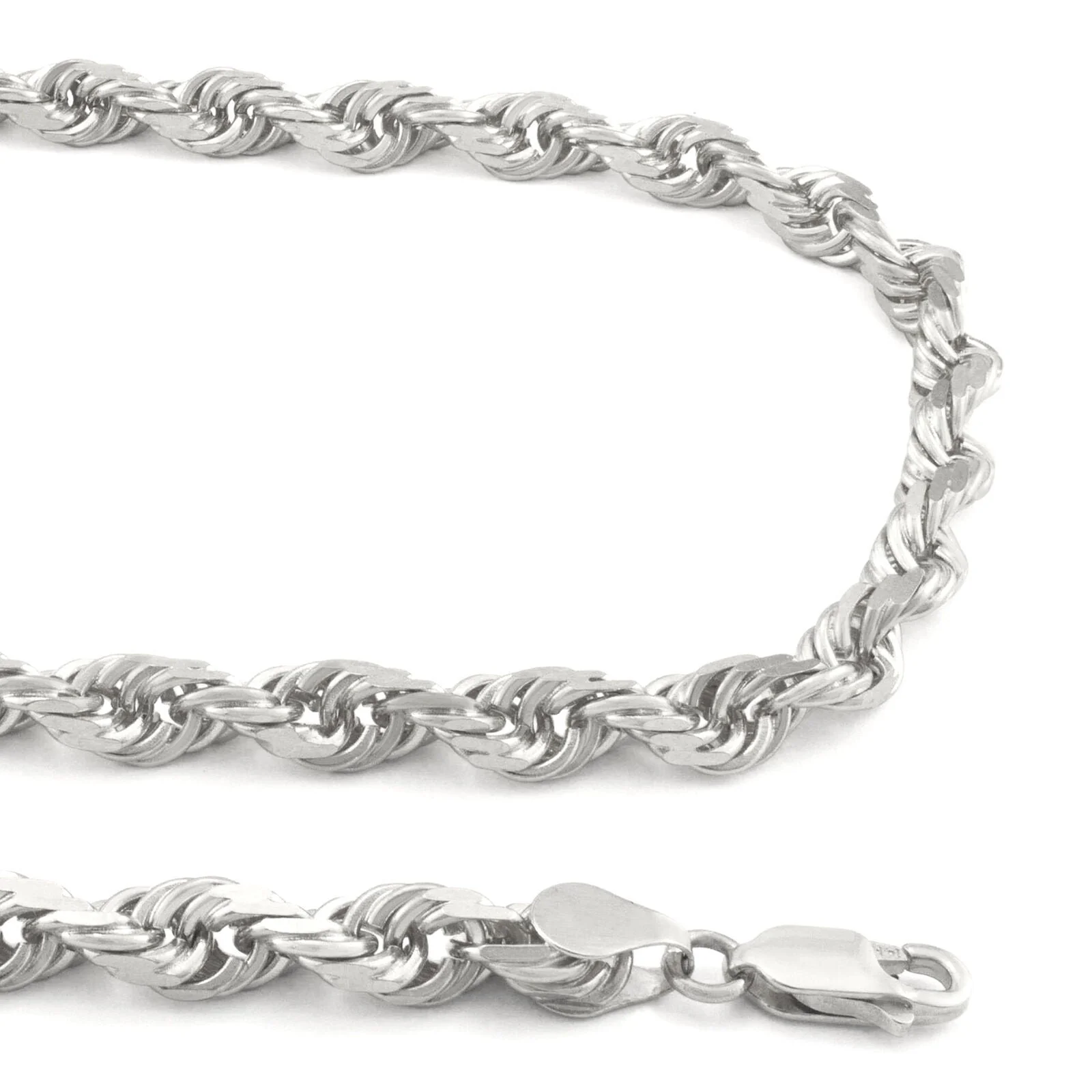 Real 10K Solid White Gold Rope Chain 6mm Necklace 22'' Inches Lobster Lock 10kt - Image 10