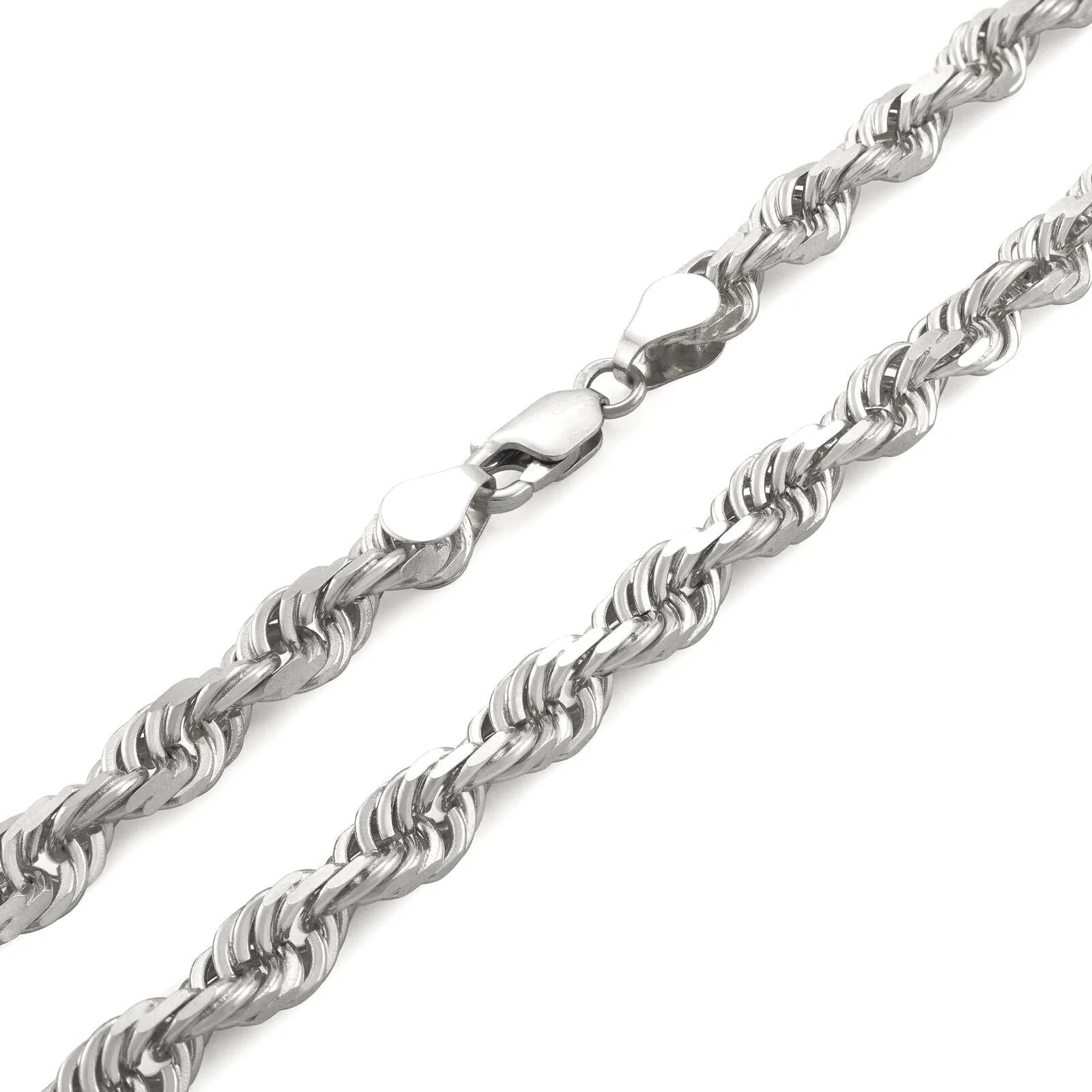 Real 10K Solid White Gold Rope Chain 6mm Necklace 22'' Inches Lobster Lock 10kt - Image 6