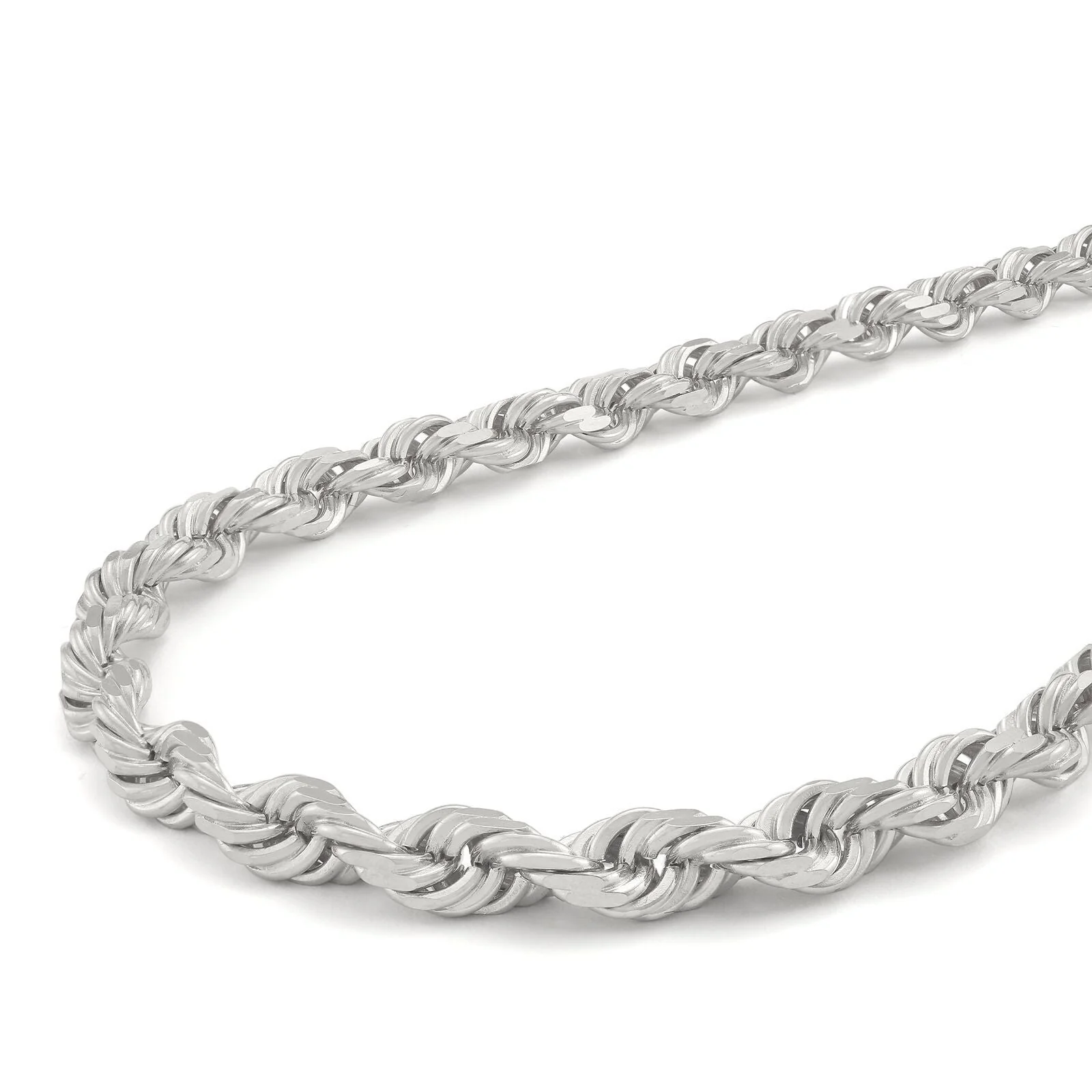 Real 10K Solid White Gold Rope Chain 6mm Necklace 22'' Inches Lobster Lock 10kt - Image 7