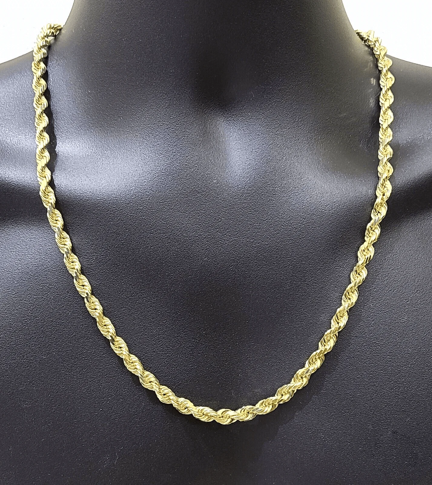 Real 10k Solid Yellow Gold Necklace Rope Chain 6mm 24" inch 10kt Unisex Chain - Image 6