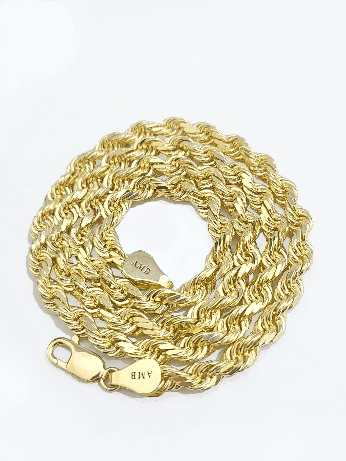 Real 10k Solid Yellow Gold Necklace Rope Chain 6mm 24" inch 10kt Unisex Chain - Image 7