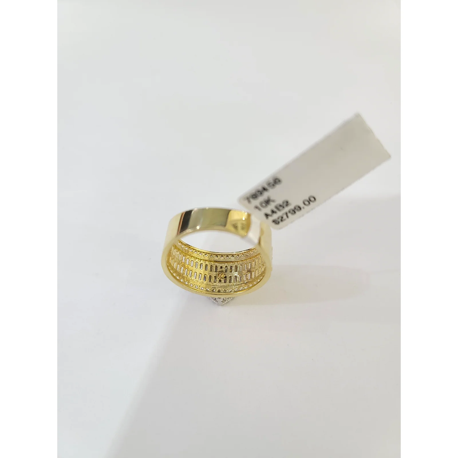 Real 10k Solitaire CZ Ring Yellow Gold Men 10Kt Genuine Ring Sizes 6,7,8,9,10,11 & 12 - Image 2
