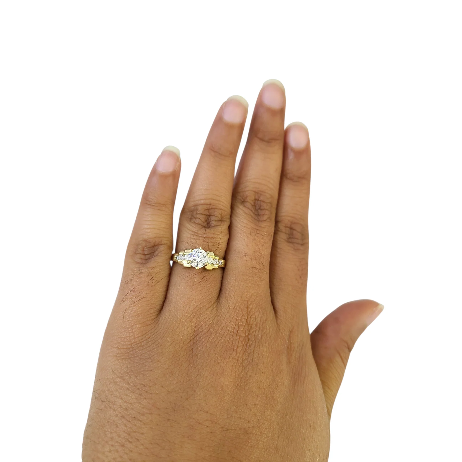 Real 10k Solitaire CZ Ring Yellow Gold Women 10Kt Genuine Ring Sizes 6,7,8,9,10,11 & 12 - Image 2