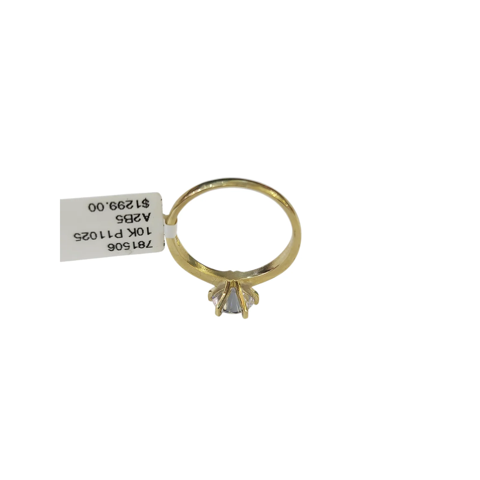 Real 10k Solitaire CZ Ring Yellow Gold Women 10Kt Genuine Ring Sizes 6,7,8,9,10,11 & 12 - Image 2