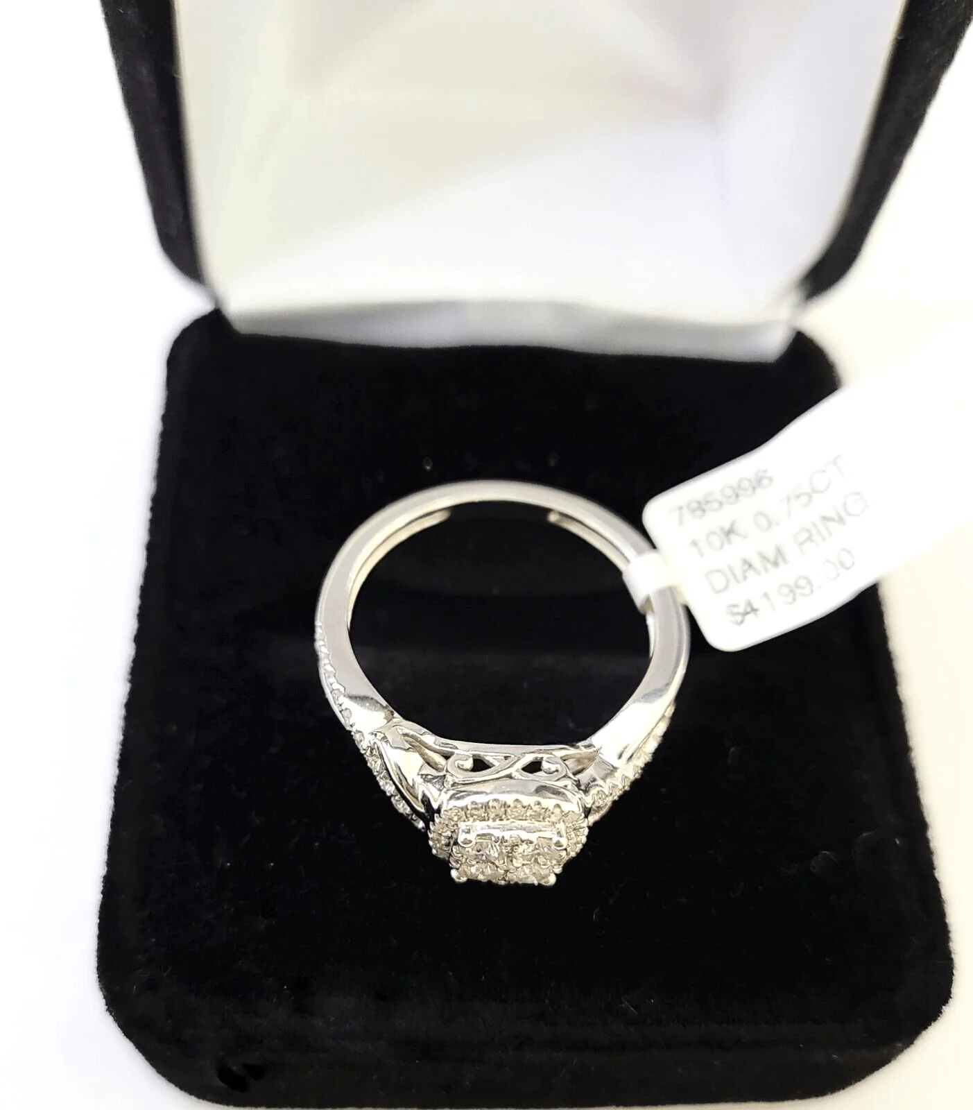 REAL 10k White Gold Diamond Ring 0.75 CT Square Shaped Ladies Engagement Wedding Ring Sizes 6,7,8,9,10,11 & 12 - Image 5