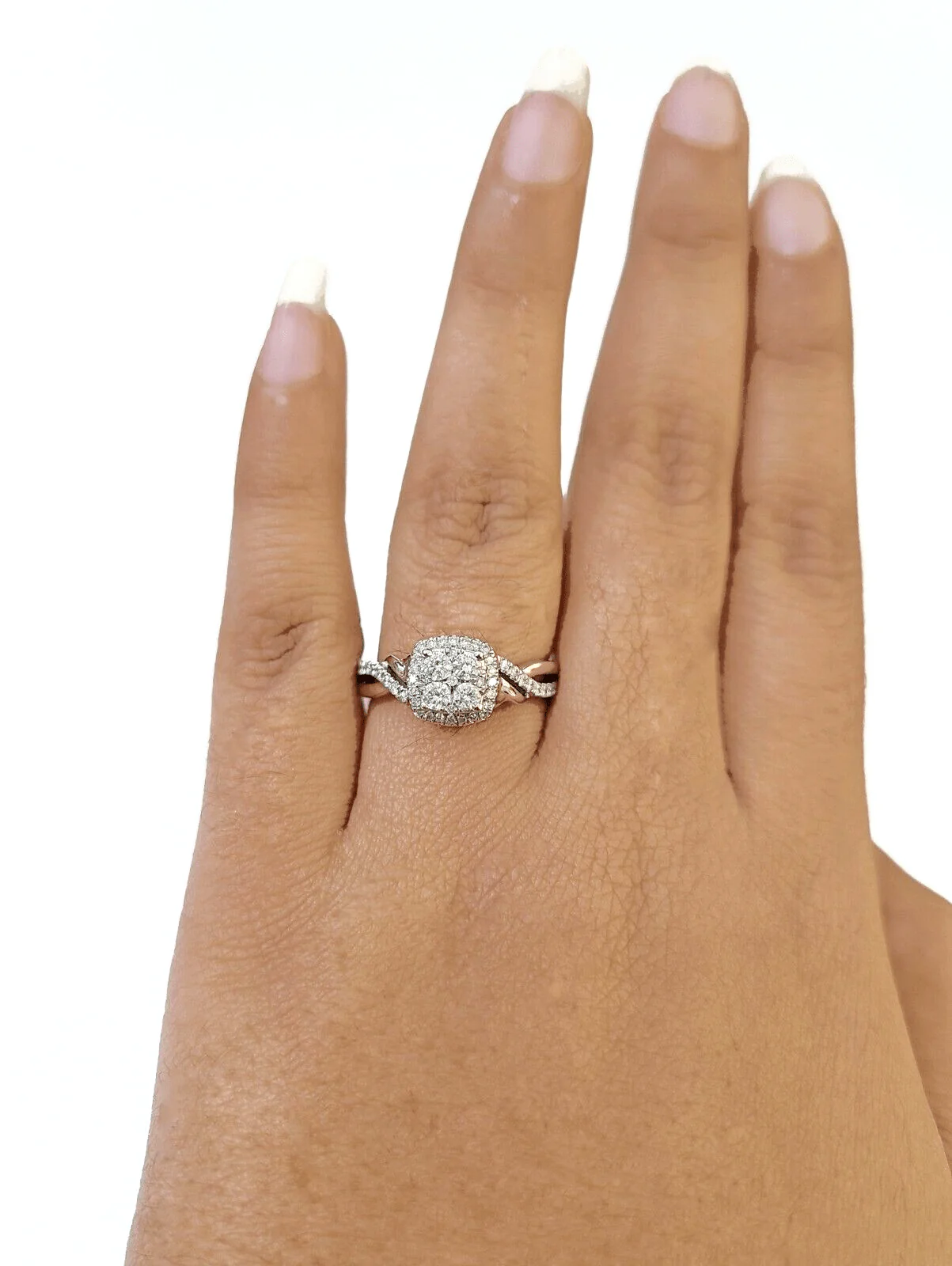 REAL 10k White Gold Diamond Ring 0.75 CT Square Shaped Ladies Engagement Wedding Ring Sizes 6,7,8,9,10,11 & 12 - Image 7