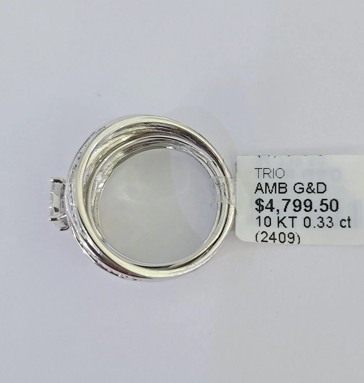 REAL 10k White Gold Diamond Ring Ladies Men Trio SET Wedding Engagement Genuine - Image 9