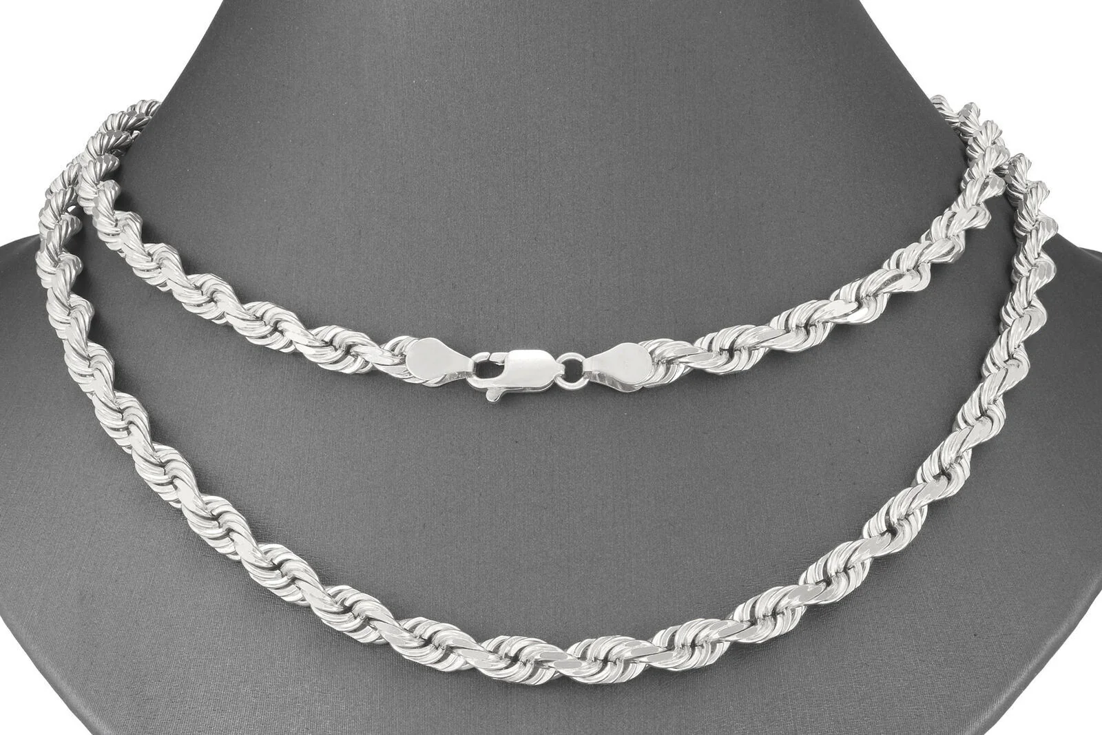 Real 10K White Gold Rope Chain 6mm Necklace 20-24'' Inches Lobster Lock 10kt