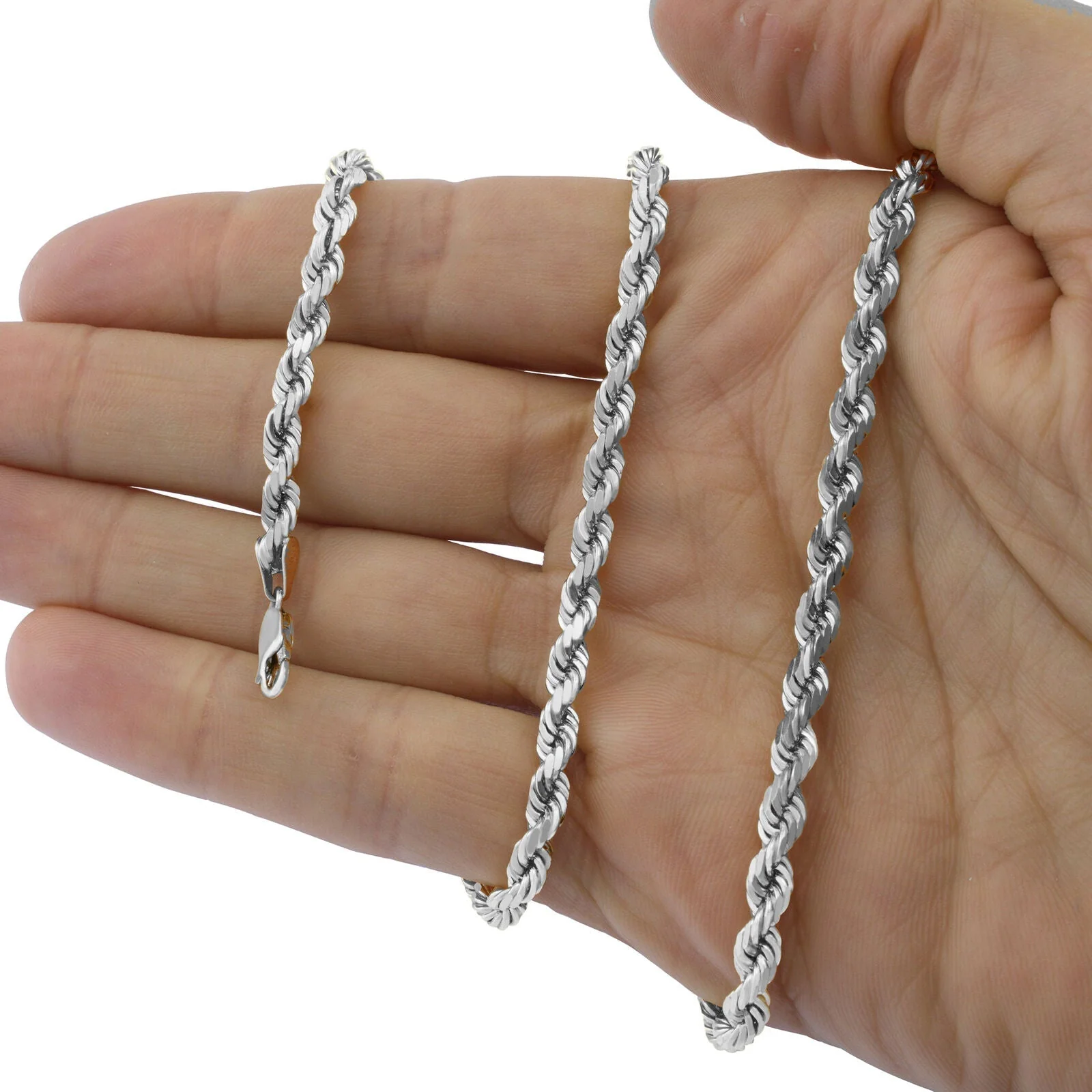Real 10K White Gold Rope Chain 6mm Necklace 22'' Inches Lobster Lock 10kt - Image 11