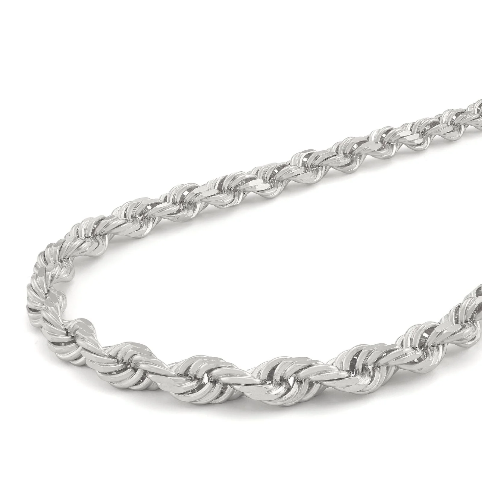 Real 10K White Gold Rope Chain 6mm Necklace 22'' Inches Lobster Lock 10kt - Image 5