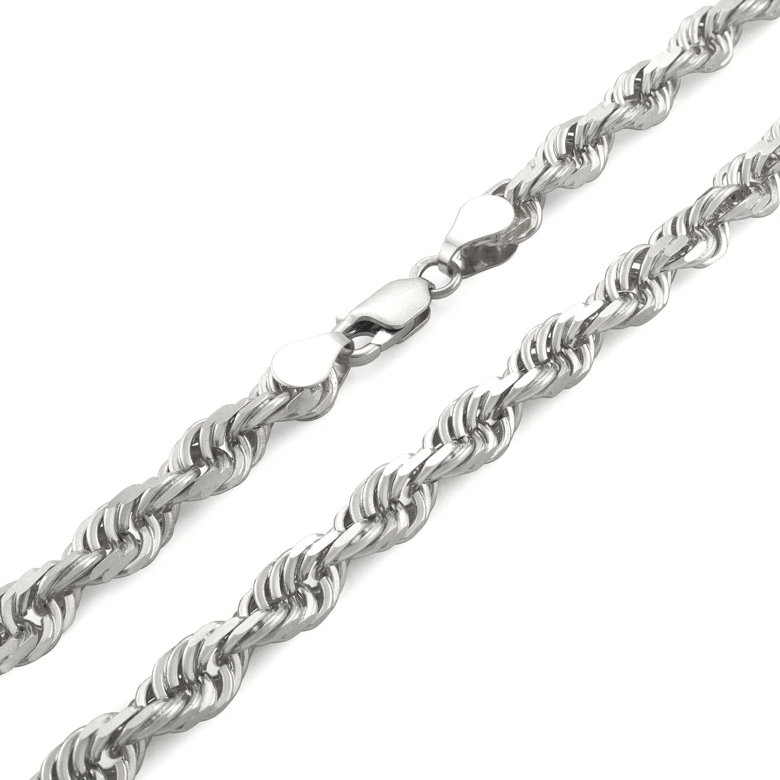 Real 10K White Gold Rope Chain 6mm Necklace 20'' Inches Lobster Lock 10kt - Image 7