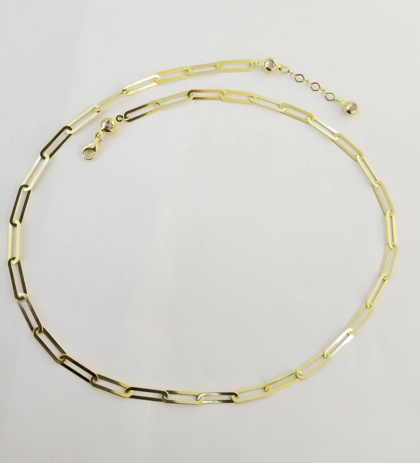 Real 10k Women Paperclip Chain 4mm 18" lobster Clasp,10kt yellow Gold necklace - Image 2
