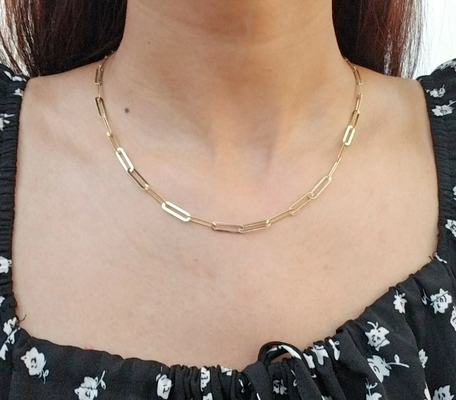 Real 10k Women Paperclip Chain 4mm 18" lobster Clasp,10kt yellow Gold necklace - Image 3