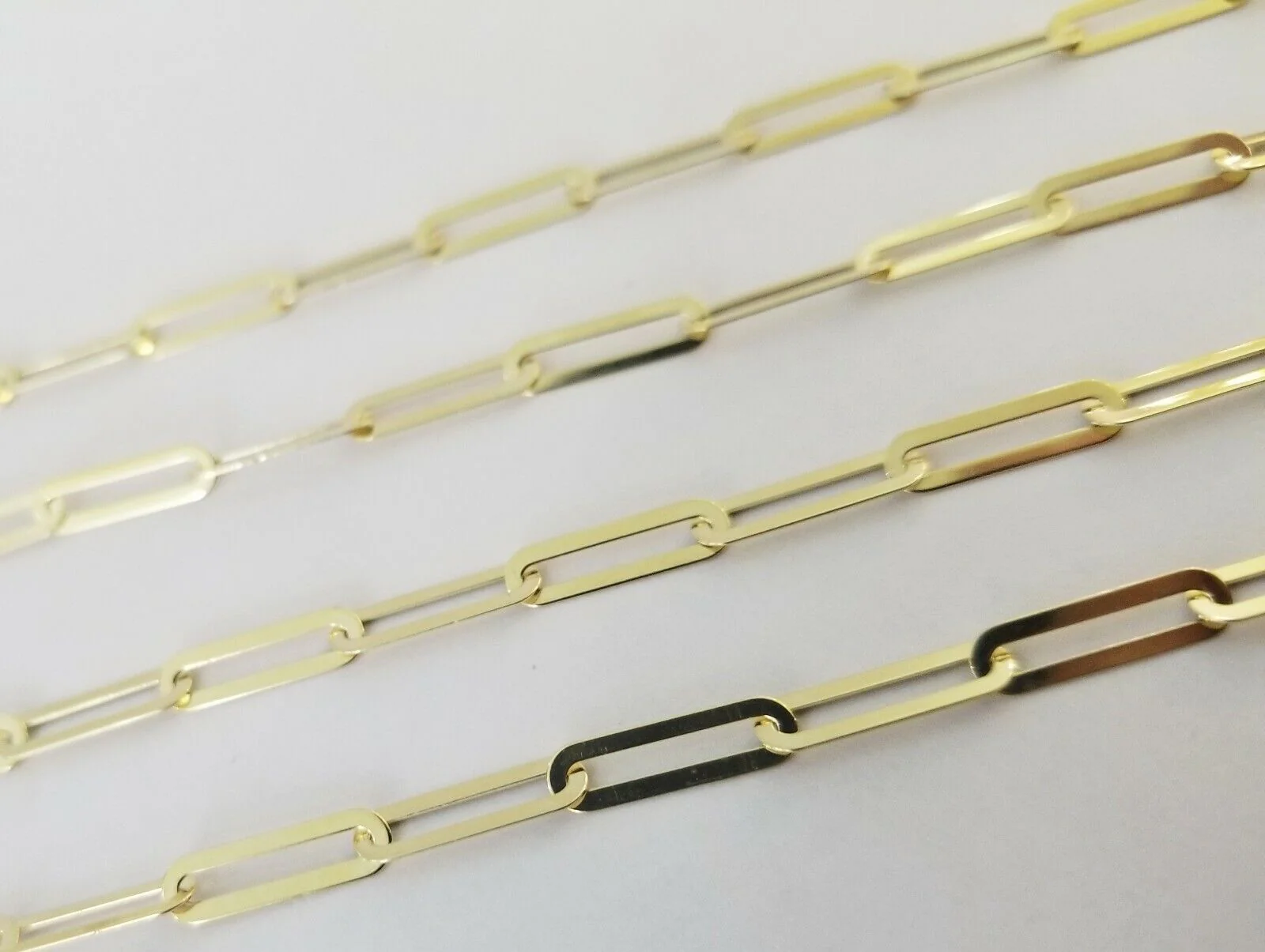 Real 10k Women Paperclip Chain 4mm 18" lobster Clasp,10kt yellow Gold necklace - Image 7