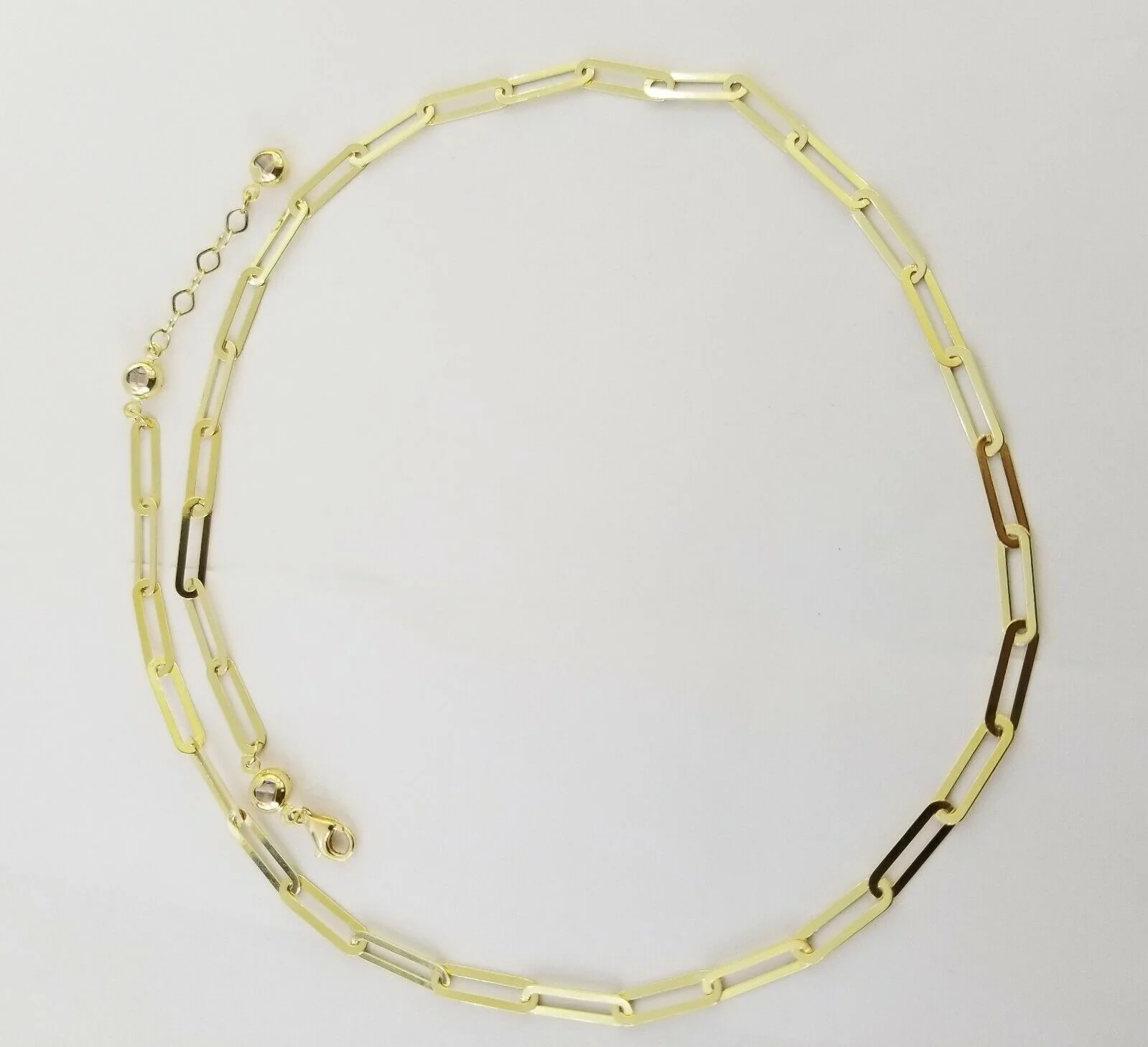 Real 10k Women Paperclip Necklace 20" 4mm lobster Clasp Yellow Gold Chain - Image 2