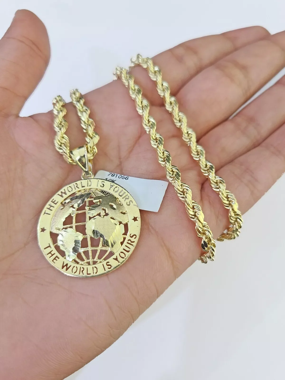 Real 10K World Is Your Gold 24" Inch Rope Necklace 4mm Yellow Gold Set