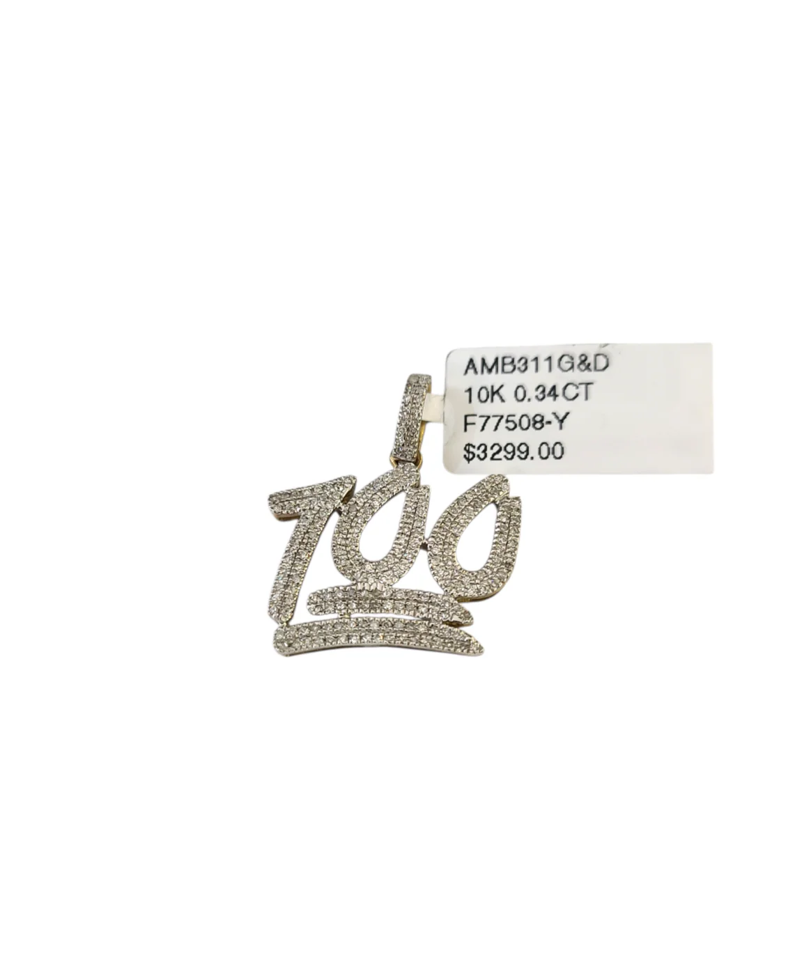 Real 10k Yellow Gold 100 Diamond Charm Pendant 1'' inch Genuine 10kt - Image 4