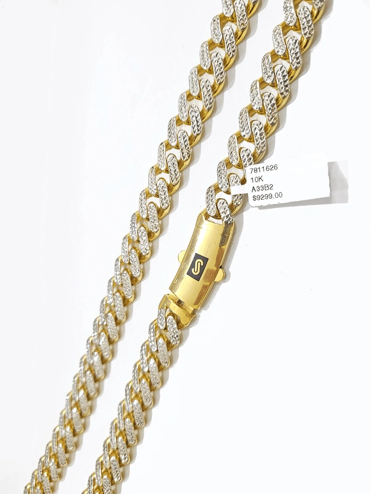 Real 10k Yellow Gold 10mm Monaco Chain Diamond Cut 22" inch Necklace - Image 3