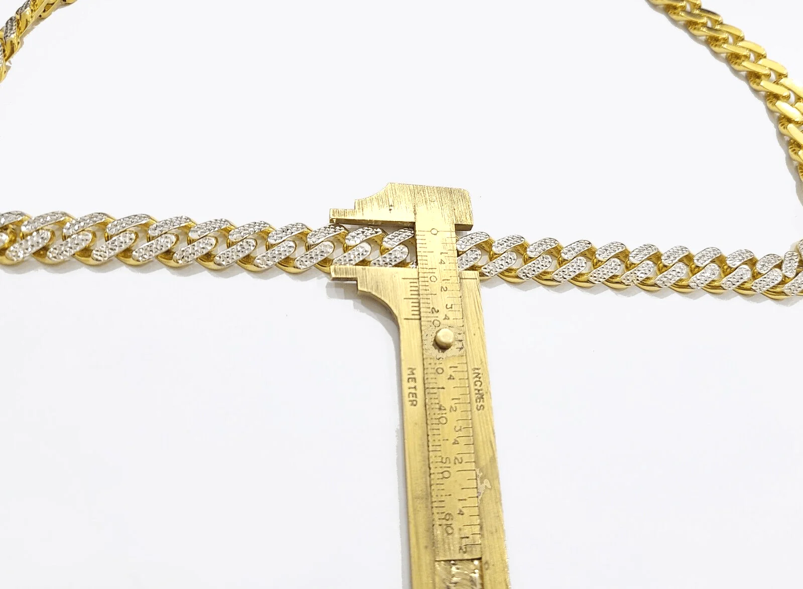 Real 10k Yellow Gold 10mm Monaco Chain Diamond Cut 22" inch Necklace - Image 4