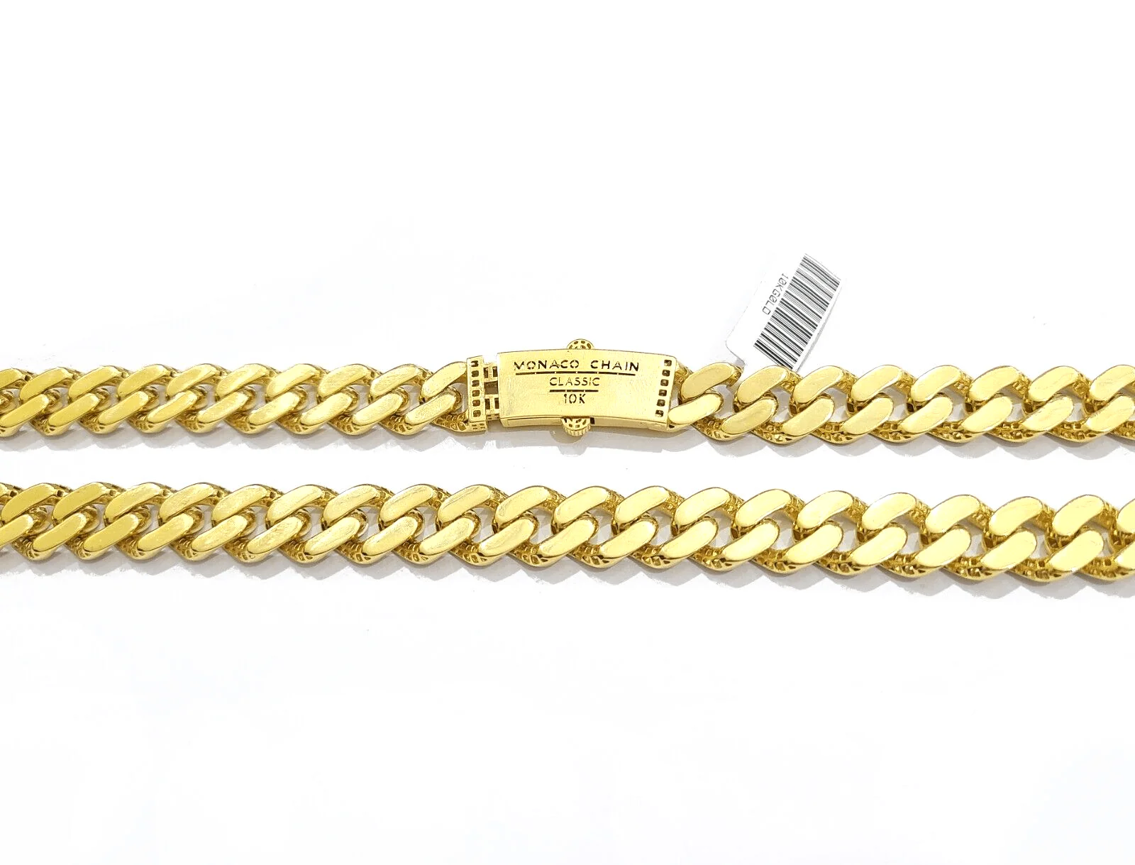 Real 10k Yellow Gold 10mm Monaco Chain Diamond Cut 22" inch Necklace - Image 5